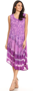 Sakkas Ambra Women's Casual Maxi Tie Dye Sleeveless Loose Tank Cover-up Dress