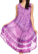 Sakkas Ambra Women's Casual Maxi Tie Dye Sleeveless Loose Tank Cover-up Dress