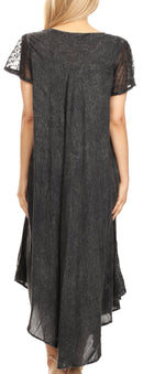 Sakkas Dalida Women's Short Sleeve Corset Tie dye Embroidered Flared Dress