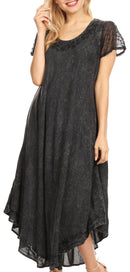 Sakkas Dalida Women's Short Sleeve Corset Tie dye Embroidered Flared Dress