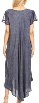 Sakkas Dalida Women's Short Sleeve Corset Tie dye Embroidered Flared Dress