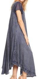 Sakkas Dalida Women's Short Sleeve Corset Tie dye Embroidered Flared Dress