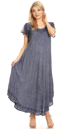 Sakkas Dalida Women's Short Sleeve Corset Tie dye Embroidered Flared Dress