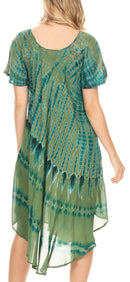Sakkas Dalida Women's Short Sleeve Corset Tie dye Embroidered Flared Dress