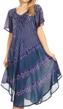 Sakkas Dalida Women's Short Sleeve Corset Tie dye Embroidered Flared Dress