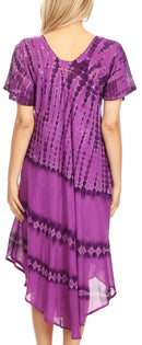 Sakkas Dalida Women's Short Sleeve Corset Tie dye Embroidered Flared Dress