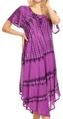 Sakkas Dalida Women's Short Sleeve Corset Tie dye Embroidered Flared Dress