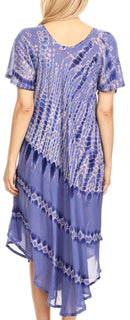 Sakkas Dalida Women's Short Sleeve Corset Tie dye Embroidered Flared Dress