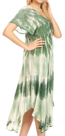 Sakkas Dalida Women's Short Sleeve Corset Tie dye Embroidered Flared Dress