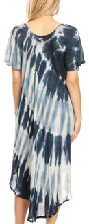 Sakkas Dalida Women's Short Sleeve Corset Tie dye Embroidered Flared Dress