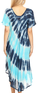 Sakkas Dalida Women's Short Sleeve Corset Tie dye Embroidered Flared Dress