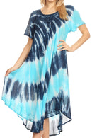 Sakkas Dalida Women's Short Sleeve Corset Tie dye Embroidered Flared Dress