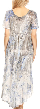 Sakkas Dalida Women's Short Sleeve Corset Tie dye Embroidered Flared Dress