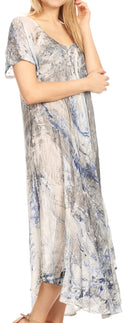 Sakkas Dalida Women's Short Sleeve Corset Tie dye Embroidered Flared Dress