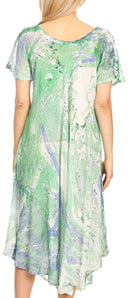 Sakkas Dalida Women's Short Sleeve Corset Tie dye Embroidered Flared Dress