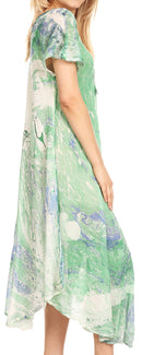 Sakkas Dalida Women's Short Sleeve Corset Tie dye Embroidered Flared Dress