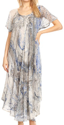 Sakkas Dalida Women's Short Sleeve Corset Tie dye Embroidered Flared Dress