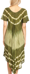 Sakkas Dalida Women's Short Sleeve Corset Tie dye Embroidered Flared Dress
