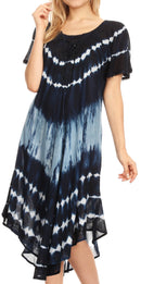 Sakkas Dalida Women's Short Sleeve Corset Tie dye Embroidered Flared Dress
