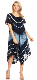 Sakkas Dalida Women's Short Sleeve Corset Tie dye Embroidered Flared Dress