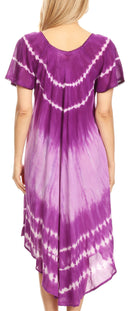 Sakkas Dalida Women's Short Sleeve Corset Tie dye Embroidered Flared Dress