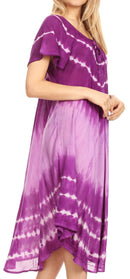 Sakkas Dalida Women's Short Sleeve Corset Tie dye Embroidered Flared Dress