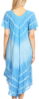 Sakkas Dalida Women's Short Sleeve Corset Tie dye Embroidered Flared Dress