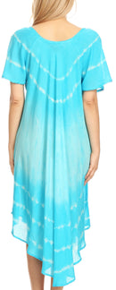 Sakkas Dalida Women's Short Sleeve Corset Tie dye Embroidered Flared Dress