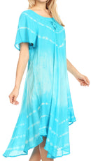 Sakkas Dalida Women's Short Sleeve Corset Tie dye Embroidered Flared Dress