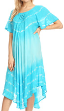 Sakkas Dalida Women's Short Sleeve Corset Tie dye Embroidered Flared Dress