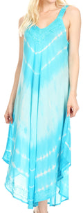 Sakkas Liz  Women's Maxi Loose Sleeveless Summer Casual Tank Dress Cover-up Caftan#color_19320-Turquoise
