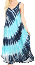 Sakkas Liz  Women's Maxi Loose Sleeveless Summer Casual Tank Dress Cover-up Caftan#color_NavyTurquoise