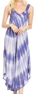 Sakkas Liz  Women's Maxi Loose Sleeveless Summer Casual Tank Dress Cover-up Caftan#color_RoyalBlue