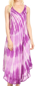 Sakkas Liz  Women's Maxi Loose Sleeveless Summer Casual Tank Dress Cover-up Caftan#color_Violet
