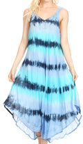 Sakkas Oxa Women's Casual Summer Maxi Long Loose Sleeveless V-neck Dress Cover-up #color_19318-BlueTurquoise