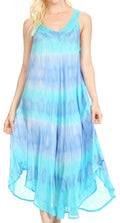Sakkas Oxa Women's Casual Summer Maxi Long Loose Sleeveless V-neck Dress Cover-up #color_19318-Turquoise