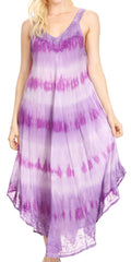 Sakkas Oxa Women's Casual Summer Maxi Long Loose Sleeveless V-neck Dress Cover-up #color_19318-Violet