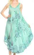 Sakkas Oxa Women's Casual Summer Maxi Long Loose Sleeveless V-neck Dress Cover-up #color_19319-SeaGreen