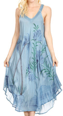 Sakkas Oxa Women's Casual Summer Maxi Long Loose Sleeveless V-neck Dress Cover-up