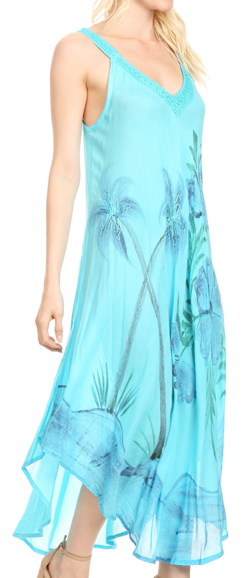 Sakkas Oxa Women's Casual Summer Maxi Long Loose Sleeveless V-neck Dress Cover-up