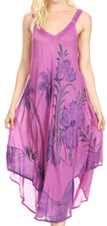 Sakkas Oxa Women's Casual Summer Maxi Long Loose Sleeveless V-neck Dress Cover-up #color_19319-Violet