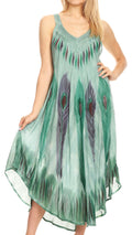 Sakkas Oxa Women's Casual Summer Maxi Long Loose Sleeveless V-neck Dress Cover-up #color_19322-Green