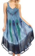 Sakkas Oxa Women's Casual Summer Maxi Long Loose Sleeveless V-neck Dress Cover-up #color_19322-SteelBlue