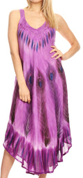 Sakkas Oxa Women's Casual Summer Maxi Long Loose Sleeveless V-neck Dress Cover-up #color_19322-Violet