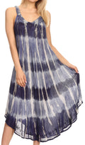 Sakkas Oxa Women's Casual Summer Maxi Long Loose Sleeveless V-neck Dress Cover-up #color_Blue