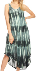 Sakkas Oxa Women's Casual Summer Maxi Long Loose Sleeveless V-neck Dress Cover-up #color_Green