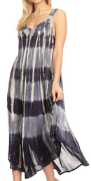 Sakkas Oxa Women's Casual Summer Maxi Long Loose Sleeveless V-neck Dress Cover-up