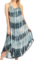 Sakkas Oxa Women's Casual Summer Maxi Long Loose Sleeveless V-neck Dress Cover-up #color_Teal