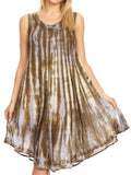 Sakkas Tina Women's Casual Summer Loose Sleeveless Tank Midi Dress Cover-up#color_19327-Olive