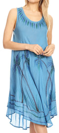 Sakkas Tina Women's Casual Summer Loose Sleeveless Tank Midi Dress Cover-up#color_OceanBlue
